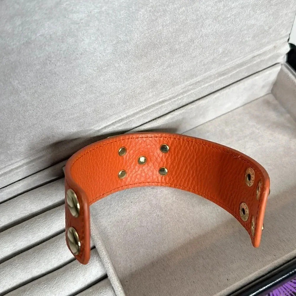Orange Buckle Snap Faux Leather Bracelet - Picture 5 of 7